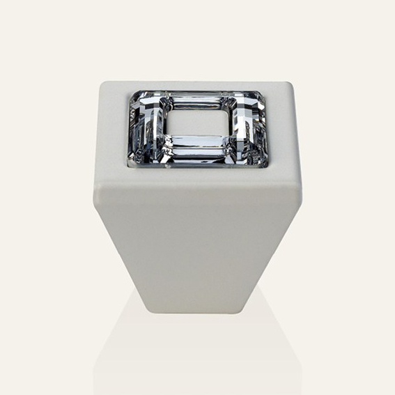 Der Knopf für Möbel Linea Cali Ring Kristall PB mit undurchsichtigen weißen Kristallen Swarowski®