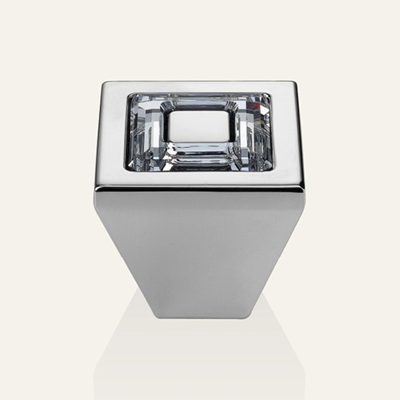 Der Knopf für Möbel Linea Cali Ring Kristall PB mit Kristallen poliertem Chrom Swarowski®