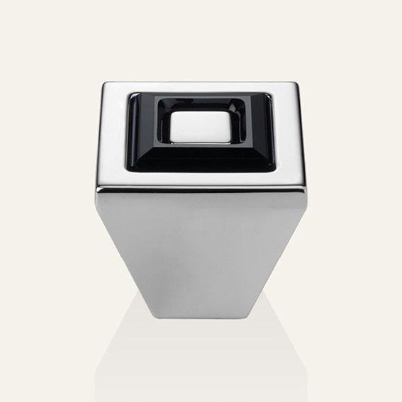 Der Knopf für Möbel Linea Cali Ring Kristall PB mit Kristallen Swarowski® pechschwarz und matt weiß