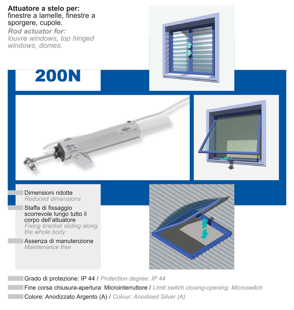 Mingardi D4 Fce - Attuatore a Stelo per Finestre