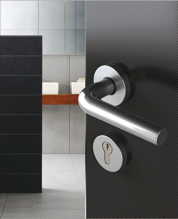Paar Tropex Oslo-Griffe aus satiniertem Edelstahl mit Rosette Coppia Maniglie Tropex Oslo in Acciaio Inox Satinato Rosetta