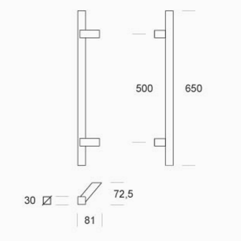 2CQ.111.030I PBA Griff aus Edelstahl AISI 316L mit Vierkantprofil