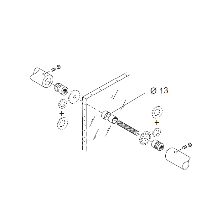 Befestigungssatz PBA 810 für Griffe Drehmoment für Türen aus Aluminium, Eisen, Holz