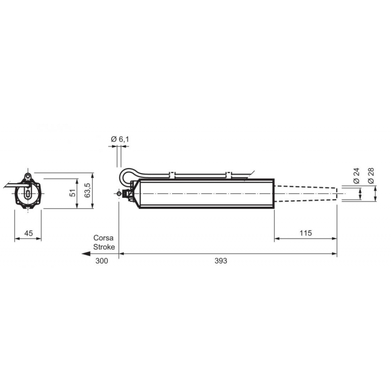 Mingardi Stange Aktorhub 300mm