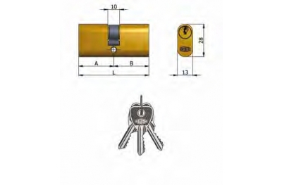 Art.140 / 03 Omec; Doppelzylinder Messing Oval (5 Pins)