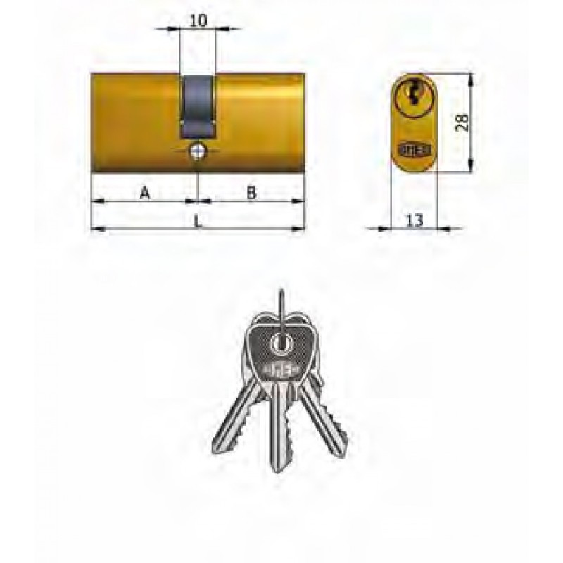 Art.140 / 03 Omec; Doppelzylinder Messing Oval (5 Pins)