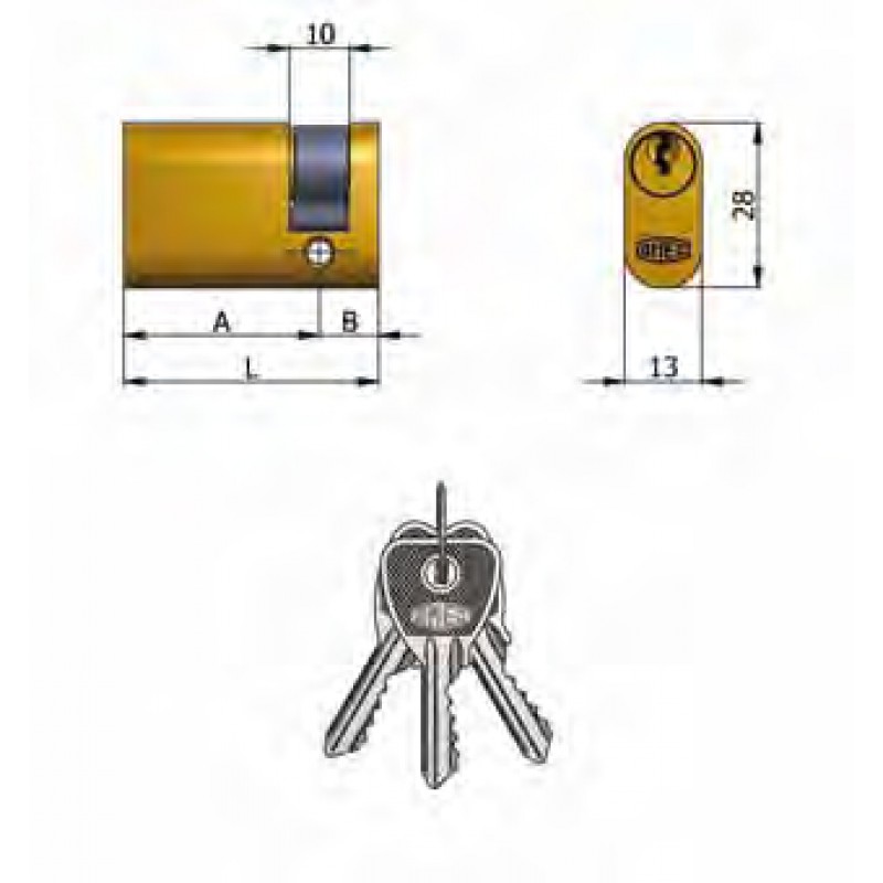 Artikel 141/03 Omec; Halbzylinder Messing Oval (5 Pins)