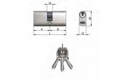 Art.140 / 04 H Omec; Doppelzylinder Messing Nickel Oval (5 Pins)