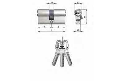 Art.2120 / 04 H Omec; Doppel Zylinder geformt Messing Nickel (6-polig)