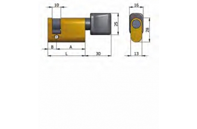 Art.144 / 03 Omec; Halbzylinder mit Drehknopf Messing Oval