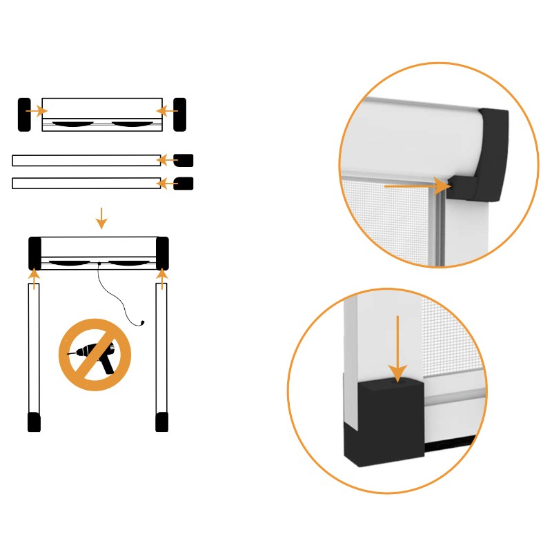 Aries Self Block Effezeta System Moskitonetz ohne Schrauben