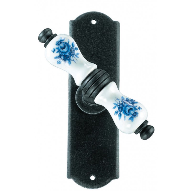 Athen Galbusera Fenstergriffe mit Plakette Porzellan und Schmiedeeisen