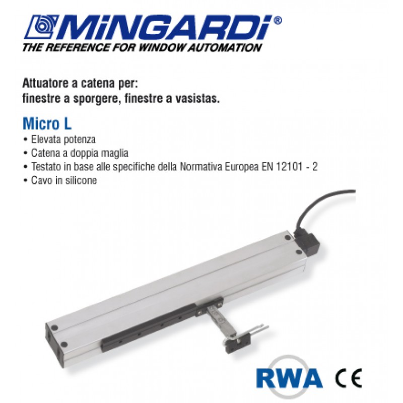 Kettenantrieb Micro L RWA WAY Mingardi 24V Schlaganfall 280-380mm