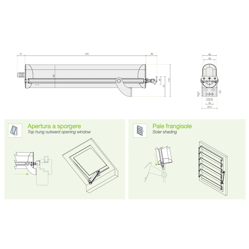 Antriebsstange Raywin R20 200N 230V 50 Hz Comunello Mowin