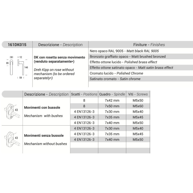 Aura Reguitti Fenstergriff DK Drehkippen mit Rosette Zama