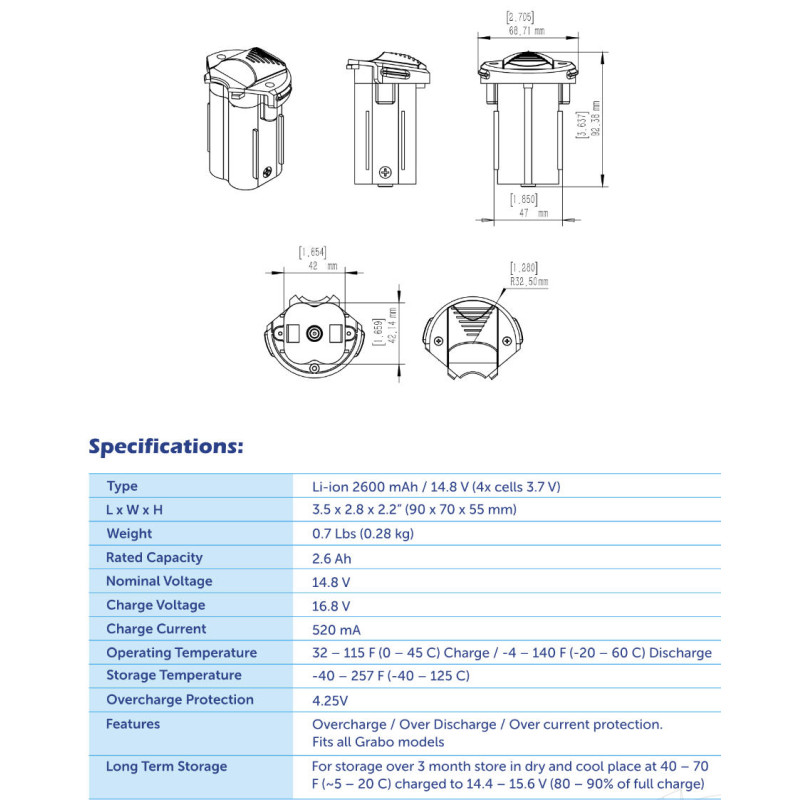 GRABO Akku Original Lithium Ersatz für elektrischen Saugnapf