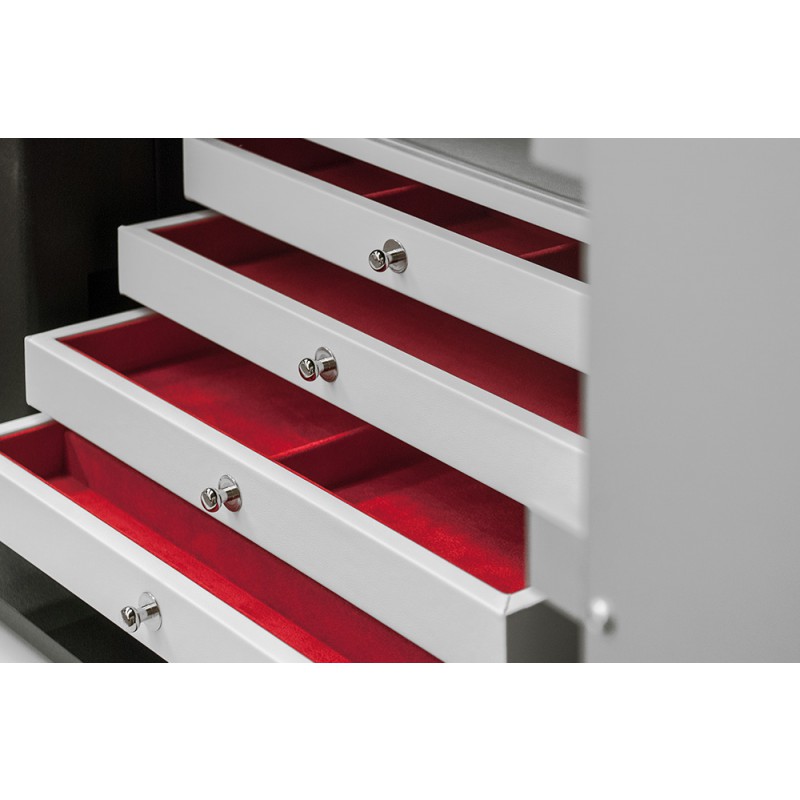 Brixia Ein schwarz-weißer Safe mit Bordogna-Möbeln und elektronischem Schloss