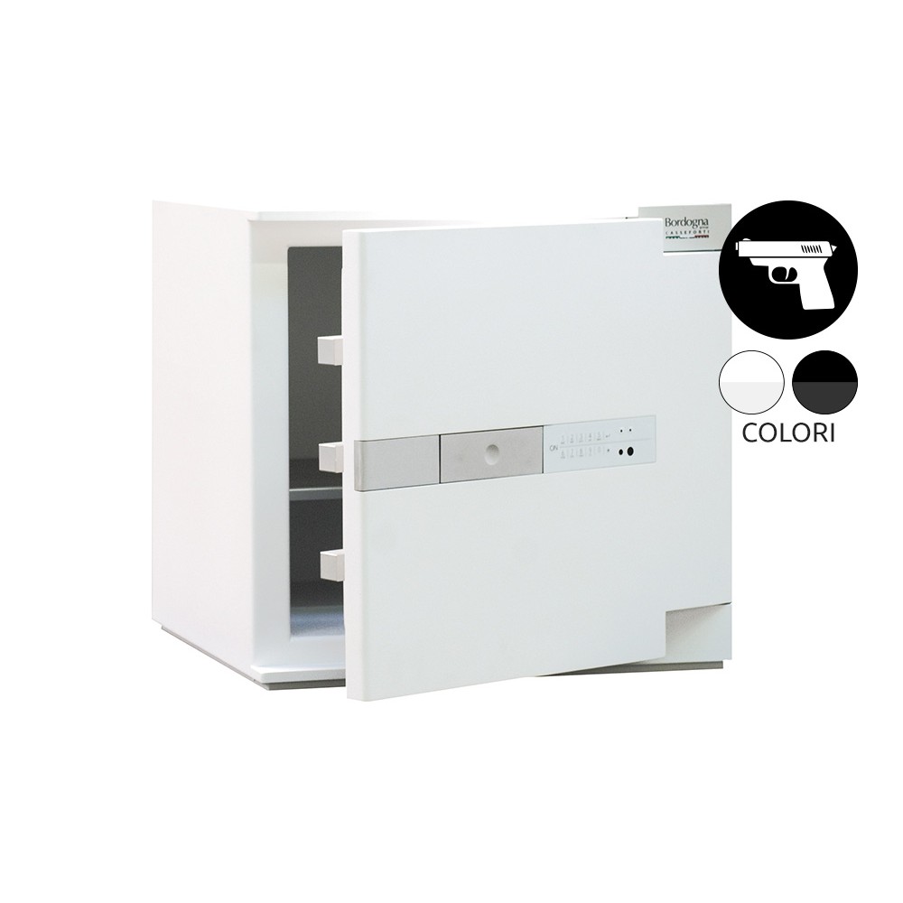 Brixia Ein schwarz-weißer Safe mit Bordogna-Möbeln und elektronischem Schloss