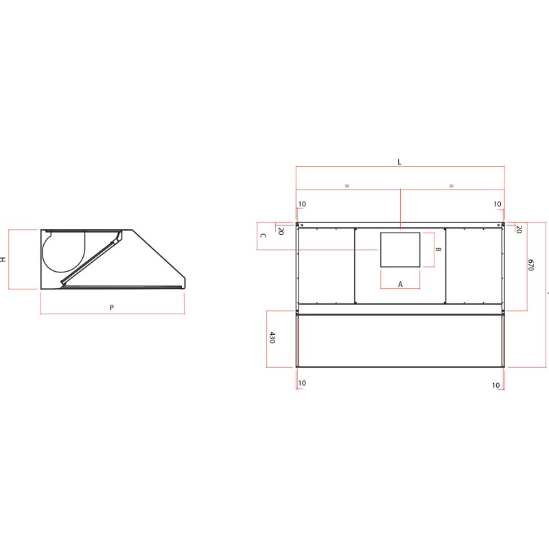 Wandmontierte Dunstabzugshaube aus Edelstahl mit elektrischem Lüftermotor