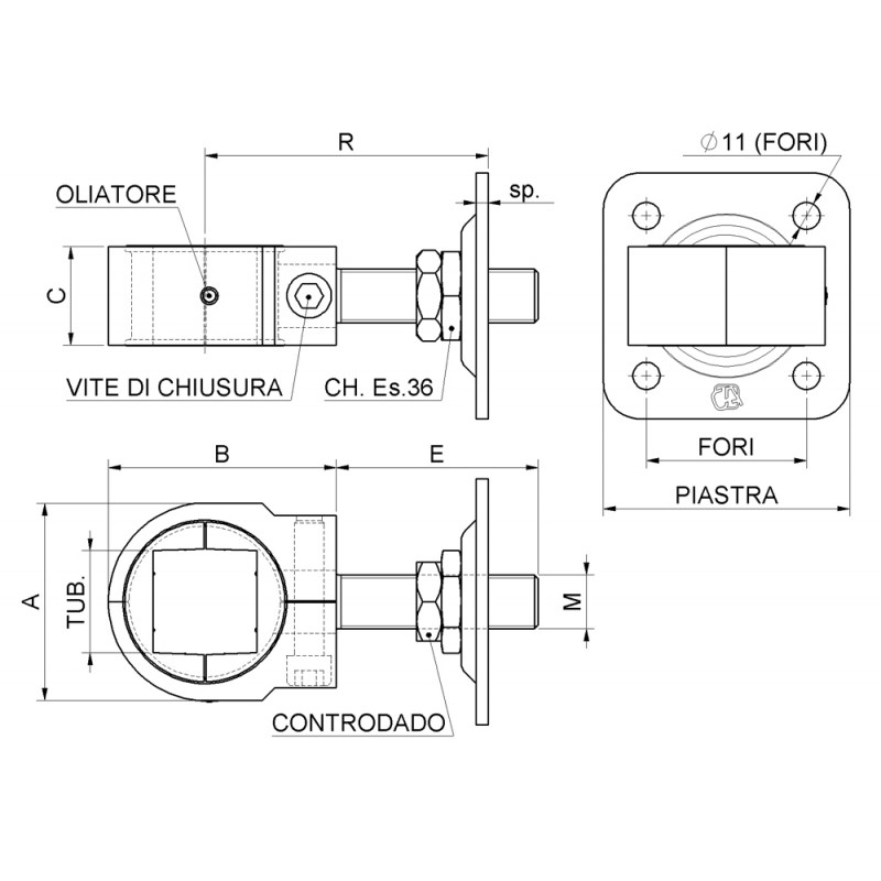 Cardine Matrix mit Platte und Mutter Gate Schaukel Combiarialdo