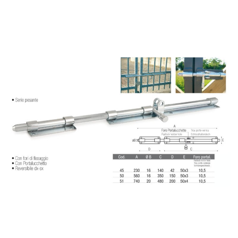 Riegel für Tor Horizontal Verzinkte mit Anschlag