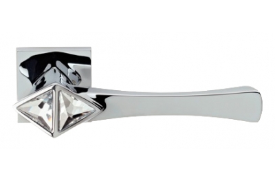 Cometa Glänzender Chrom Türgriff auf Rosette Linea Calì Crystal