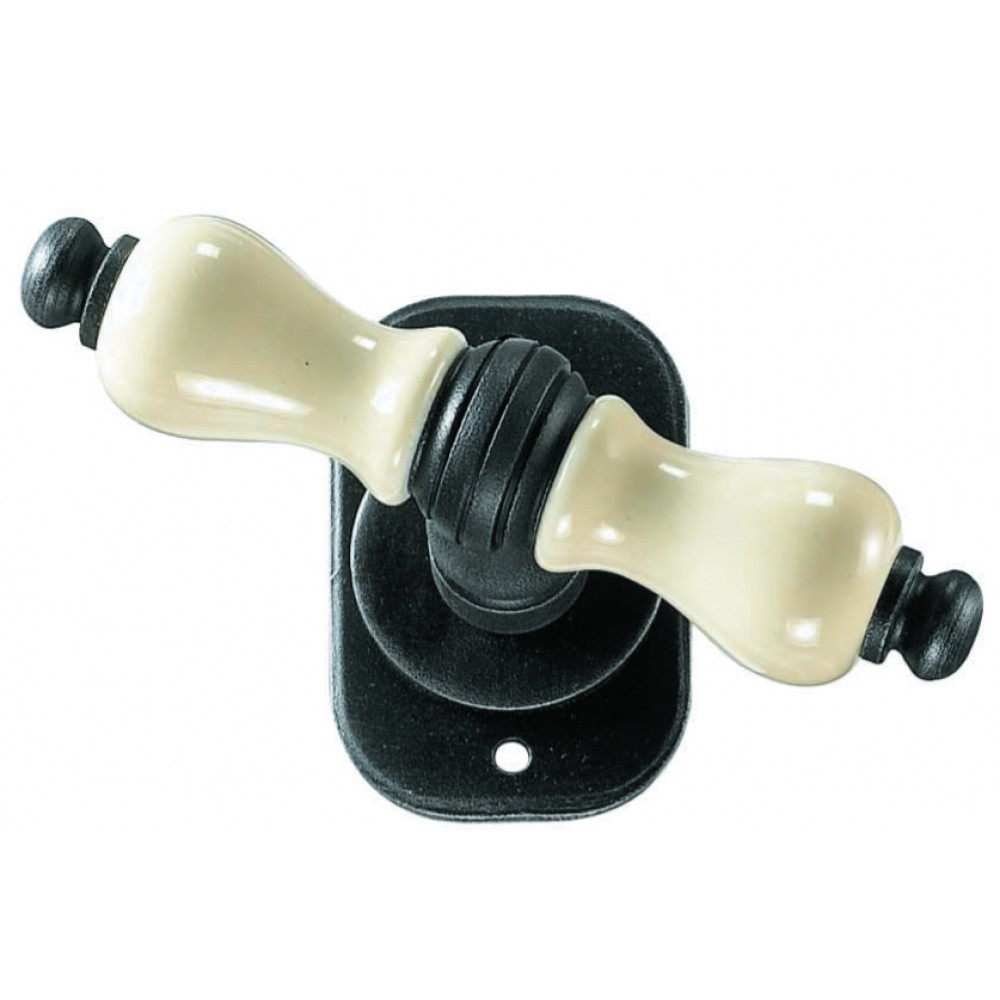 Kopenhagen Galbusera Fenstergriffe mit Rosetta Porzellan und Schmiedeeisen