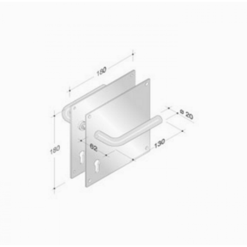 der Griffe von Plattenpaar PBA 2027/2001 Edelstahl AISI 316L