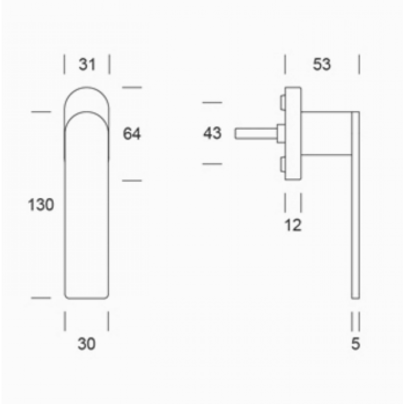 Paar Griffe PBA 2001B.IT Edelstahl AISI 316L