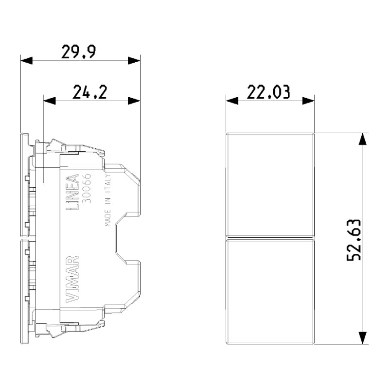 Zwei unabhängige Tasten LINEA VIMAR 30066 1P NO 10 A 250 V~
