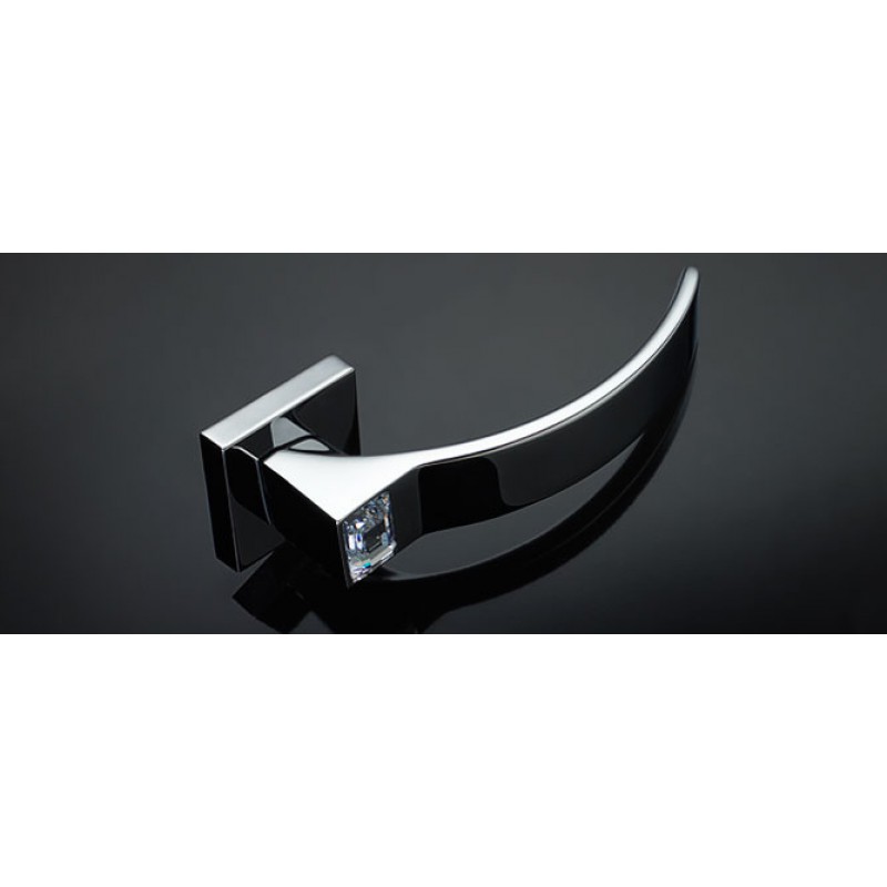 Elios Crystal Glänzender Chrom Türgriff auf Rosette Linea Calì Crystal