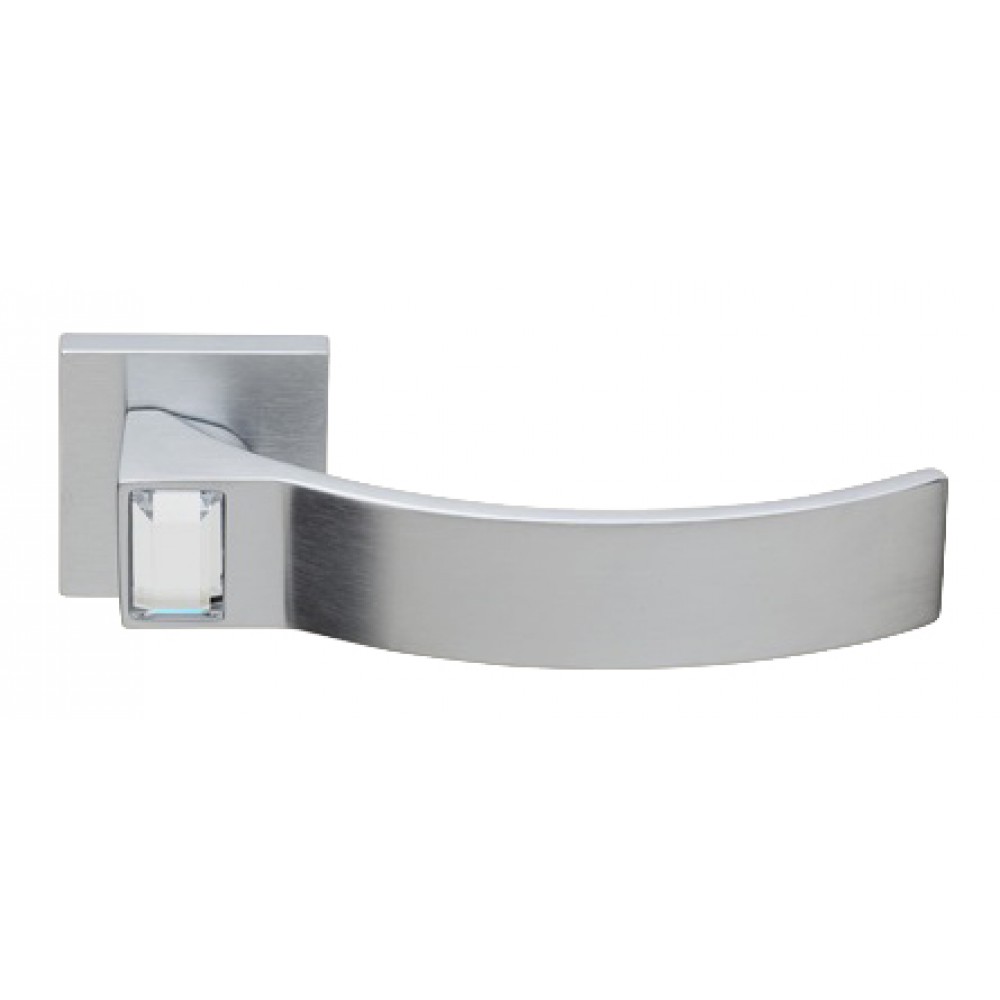 Elios Crystal Satinierter Chrom Türgriff auf Rosette Linea Calì Crystal