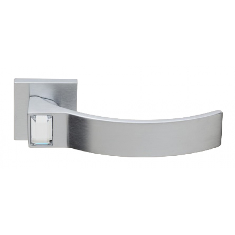 Elios Crystal Satinierter Chrom Türgriff auf Rosette Linea Calì Crystal