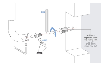 Universal-Durchgangsbefestigungssatz für Colombo Design-Griff für PVC-Panzertüren