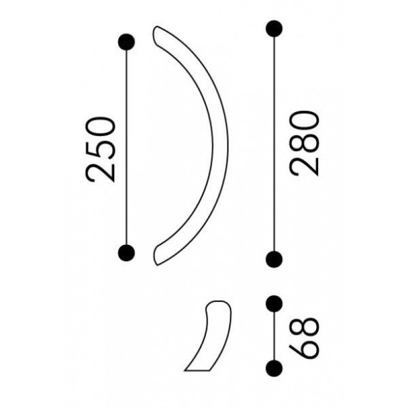 Stoßgriff für Tür Arieni Lusso 771 280 mm Lang ohne Rosetten