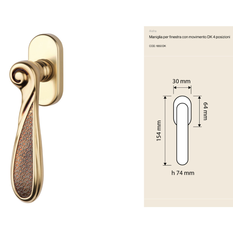 Aisha Linea Calì Fenstergriff Arabisches Design DK-Öffnung