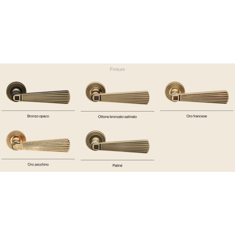 Opera Linea Calì Griff Neoklassischer Vintage-Stil Messing mit Rosette