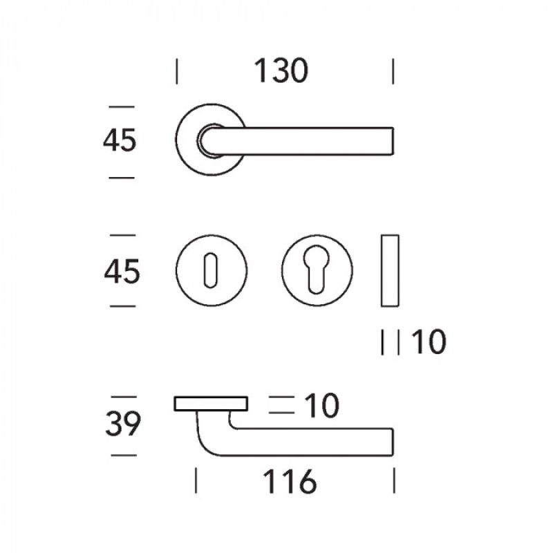 Innentürgriff aus Messing Reguitti Collo Basso