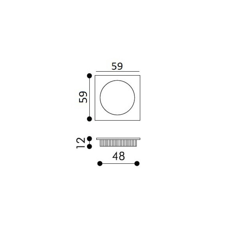 Quadratische Griffmuschel zum Einlassen Arieni 222 Platte 59x59 mm