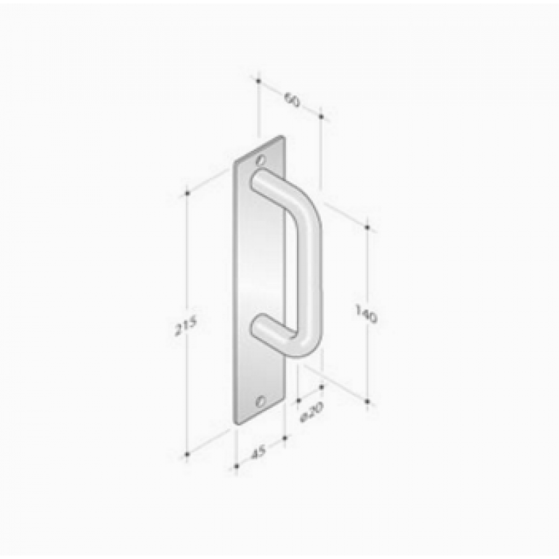 Fester Griff auf Platte Rechteckige PBA 2211 Edelstahl AISI 316L