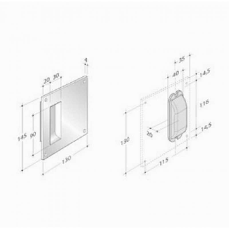 PBA 2001.IT.SC/P Griff aus Edelstahl AISI 316L für Schiebetür
