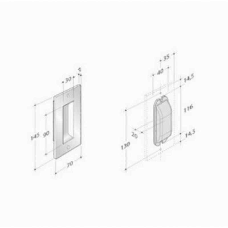 PBA 2001.IT.SC/P Griff aus Edelstahl AISI 316L für Schiebetür