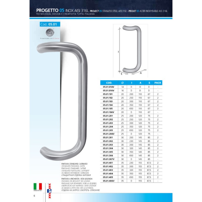 Rohrgriff aus Edelstahl AISI 316L MPM