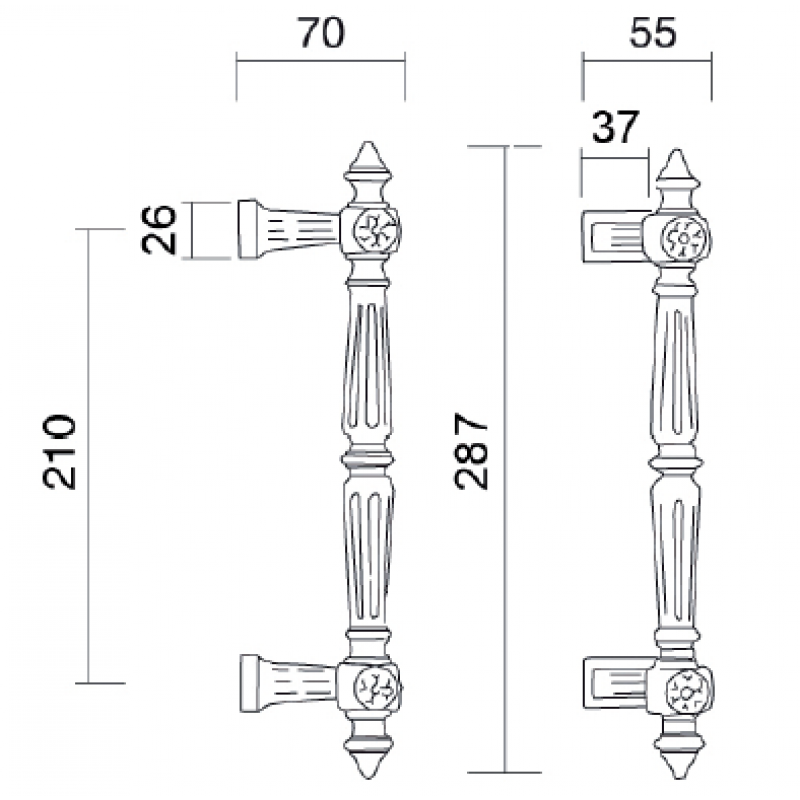 Patrizio Messing Türgriff Classique Line PFS Pasini