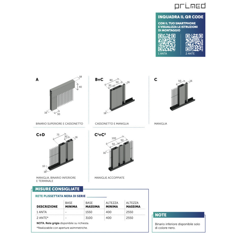 Minismart Primed plissiertes Moskitonetz Kompakt 18 mm