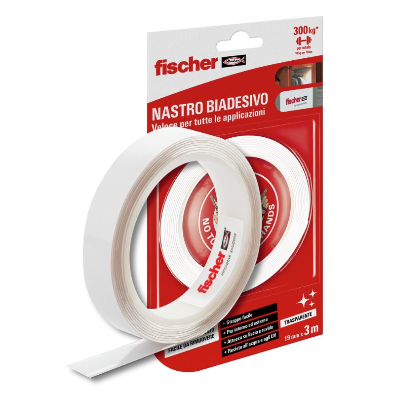 Fischer extra starkes transparentes doppelseitiges Klebeband