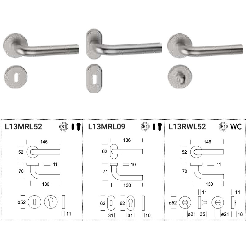 Oslo Regutti Inox Türgriff mit Runder Rosette