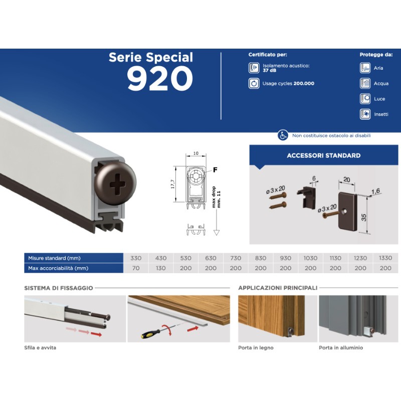 Zugluftstopper für Holztüren Comaglio 920 Special