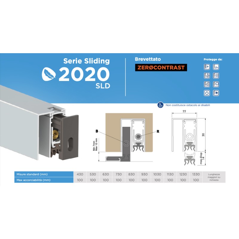 Zugluftstopper für Schiebetüren 2020LSD Comaglio Sliding Series