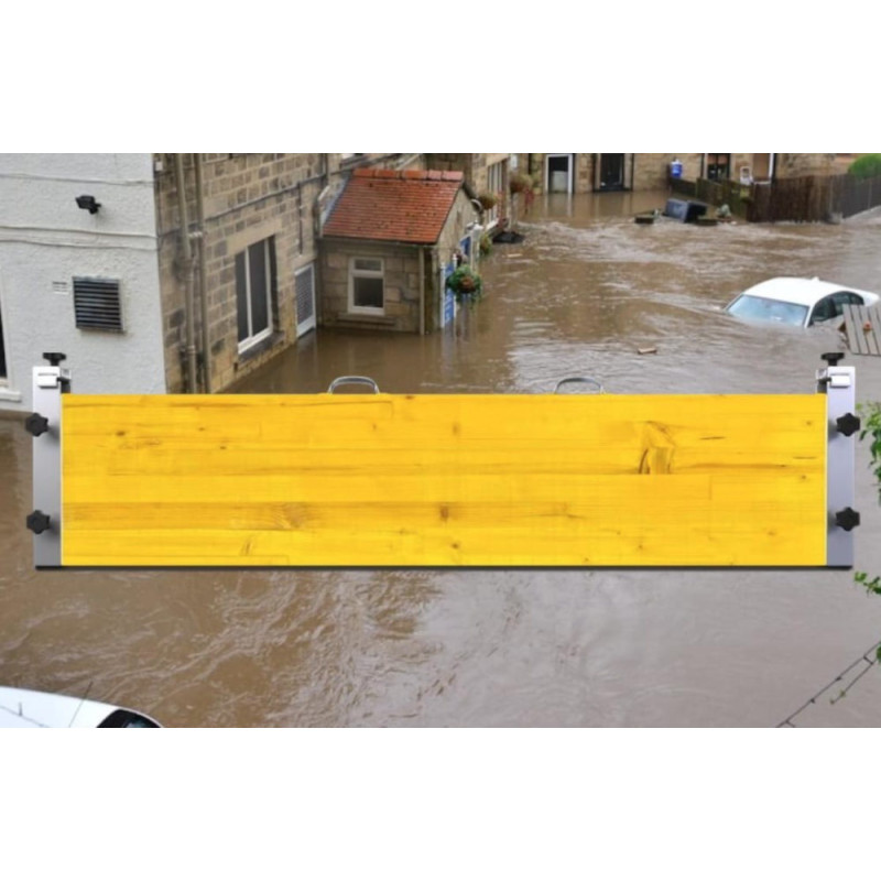 Günstiges Hochwasserschutzsystem aus Holz und Aluminium Komplettset